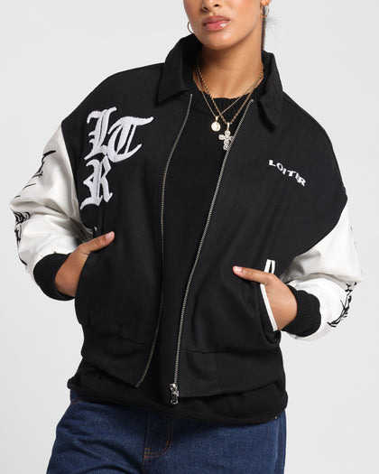 Loiter Cyber Varsity Jacket Black/White
