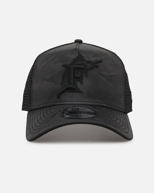 New Era Florida Marlins 'Camo' 9FORTY A-Frame Trucker Snapback Black