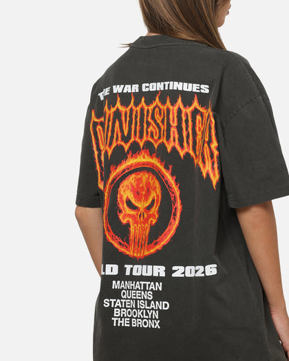 73Studio Marvel Punisher Flames Heavy T-Shirt Black Wash