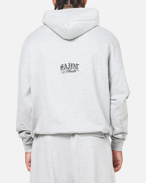 Saint Morta Distressed Hoodie Grey Marle