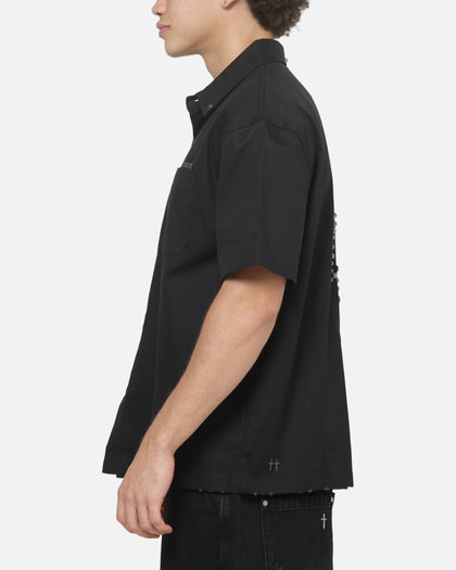 Saint Morta Marked Button Up Shirt Off Black