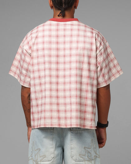 Loiter Script T-Shirt Pink Check