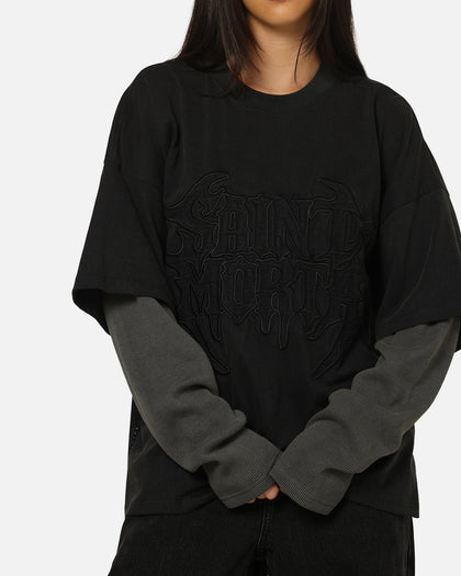 Saint Morta Crested Wing Long Sleeve Layered T-Shirt Vintage Black