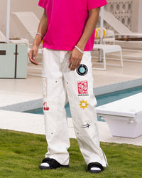 Loiter Patchwork Double Knee Pants Off White