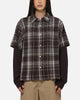 Saint Morta Plaid Layered Long Sleeve Button Up Shirt Brown