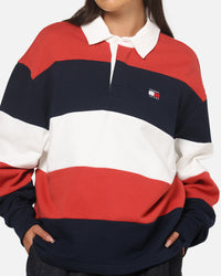 Tommy Jeans Relaxed Badge Stripe Rugby Shirt Navy