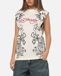 Ed Hardy Dragon Muscle T-Shirt Off White