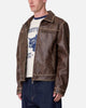 MNML Washed Leather Jacket Brown