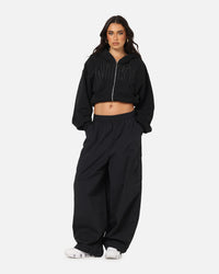 Nike Women's Sportswear Full-Zip Cropped French Terry Hoodie Black
