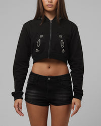 Loiter Women's Rodeo Cropped Zip Hoodie Black