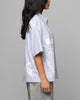 Loiter Cyber Zip Up Short Sleeve Shirt Blue Pin Stripe
