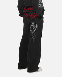 Ed Hardy Women's Rose Trackpants Washed Black
