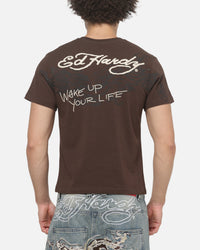 Ed Hardy Wake Up T-Shirt Chocolate