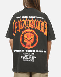 73Studio Marvel Punisher Flames Heavy T-Shirt Black Wash