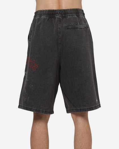 Saint Morta Graves Baggy Walk Shorts Black Shadow