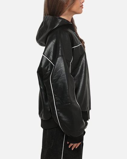 Carré Velocity Vegan Leather Bomber Jacket Black