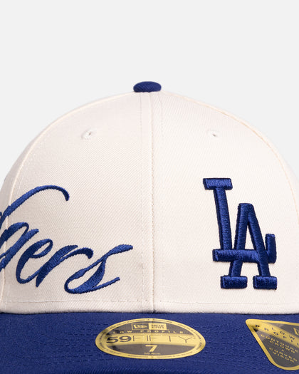 New Era Los Angeles Dodgers 'MLB Side Script 59FIFTY Fitted Light Beige