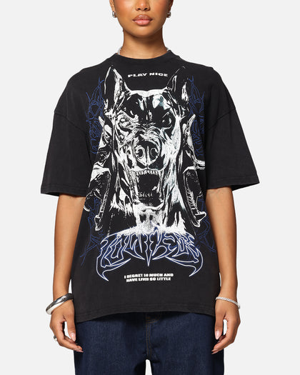 Loiter Dog Pound Vintage T-Shirt Black Acidwash
