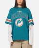 Mitchell & Ness Miami Dolphins Waffle Mock Layer Long Sleeve T-Shirt Teal