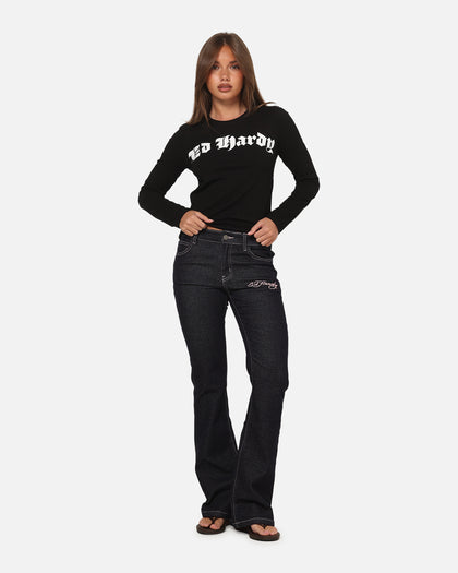 Ed Hardy Women's Tiger Long Sleeve T-Shirt Black