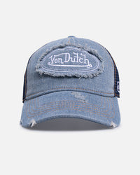 Von Dutch Destroyed Denim Trucker Strapback Denim