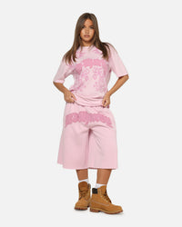 Ed Hardy Double Dragon Applique Shorts Pink