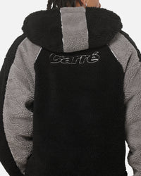 Carre Cream Sherpa Hood Zip Jacket Black