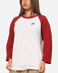Nike 3/4 Sleeve Raglan Top Crimson/White