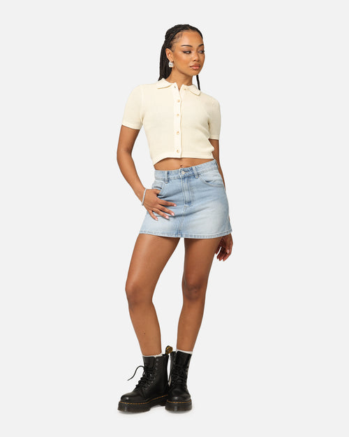 XXIII Women's Cropped Zyair Button Up Shirt Cream