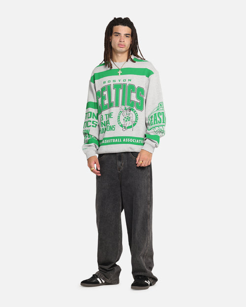 Mitchell & Ness Boston Celtics Letterform Crewneck Grey Marle/Official Team Color