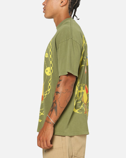73Studio X One Piece Usopp Vintage T-Shirt Washed Olive