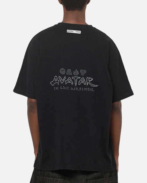 73Studio x Avatar: The Last Airbender Anng All Over Print T-Shirt Black Acidwash
