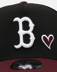 New Era Boston Red Sox 'Burgundy Hearts' 9FORTY A-Frame Snapback Black/Maroon
