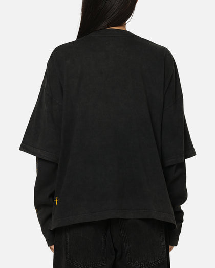 Saint Morta Scripture Long Sleeve Layered T-Shirt Vintage Black