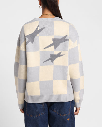 Loiter Checker Knit Sweater Grey/Off White