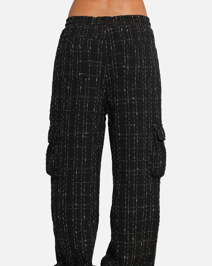 XXIII Boucle Tweed Cargo Pants Black