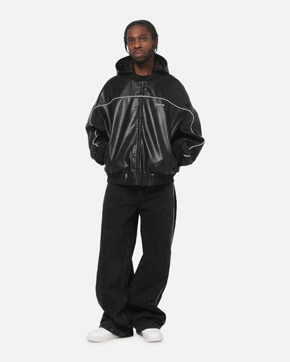 Carré Velocity Vegan Leather Bomber Jacket Black