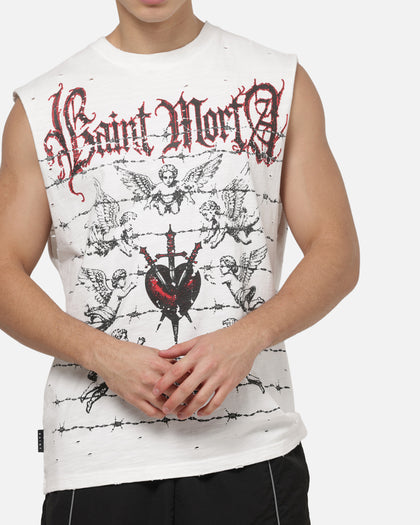 Saint Morta World Tour Oversized Muscle T-Shirt Off White