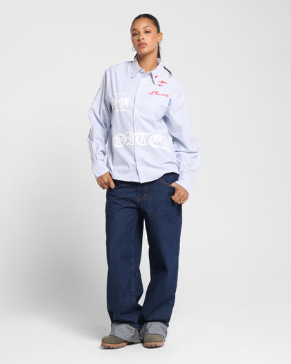 Loiter Chopper Long Sleeve Shirt Blue/White