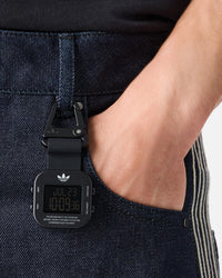Adidas Black Aluminum Case Dial Black Silicone Strap Watch Black