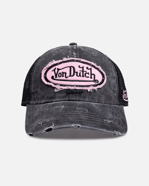 Von Dutch Distressed Trucker Snapback Black/Pink