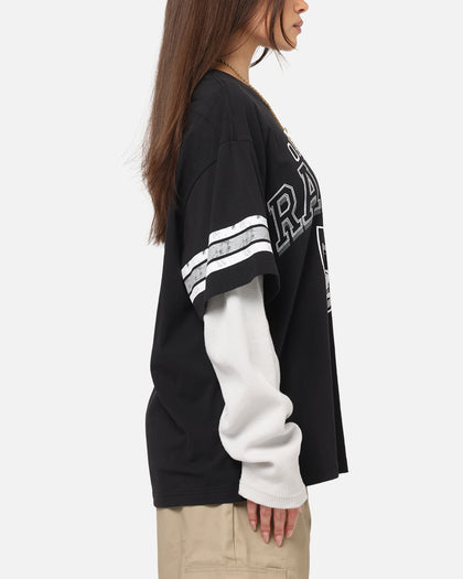 Mitchell & Ness Oakland Raiders Waffle Mock Layer Long Sleeve T-Shirt Black