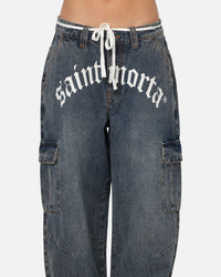 Saint Morta Gothic Denim Cargo Pants Dirty Denim