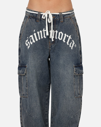 Saint Morta Gothic Denim Cargo Pants Dirty Denim