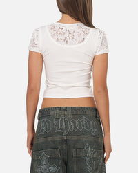 Ed Hardy Women's Layered Lace T-Shirt White
