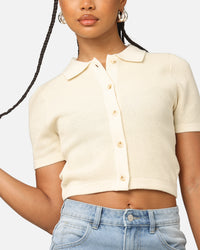 XXIII Women's Cropped Zyair Button Up Shirt Cream