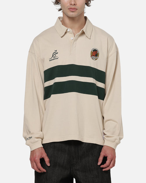 Mitchell & Ness Wallabies Rugby Long Sleeve Polo Ivory