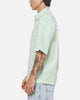 Vouseti Off Court Button Up Shirt Money Green White Stripe
