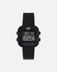 Adidas Black Aluminum Case Dial Black Silicone Strap Watch Black