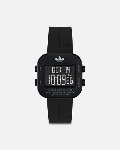 Adidas Black Aluminum Case Dial Black Silicone Strap Watch Black